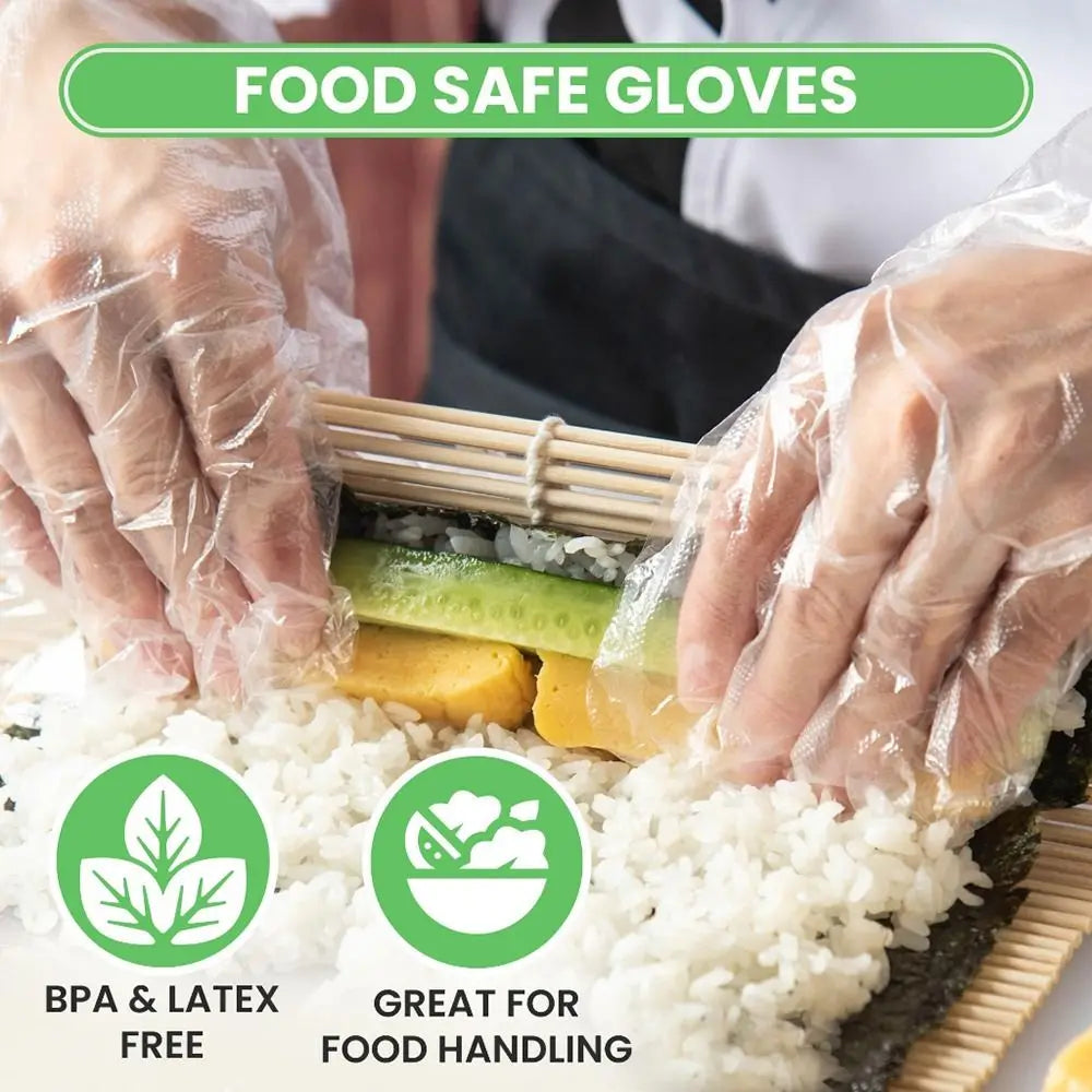 Food Grade Disposable Gloves Portable Non-Slip Acid Work Safety Cleaning Gloves Transparent TPE Latex Free Gloves Wholesale
