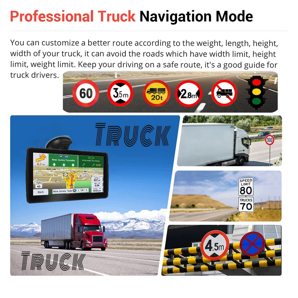 EOENKK 7 Inch Car Truck GPS Navigation Global Maps Europe North America Sat Nav Accessories 8GB Lifetime Free Updates