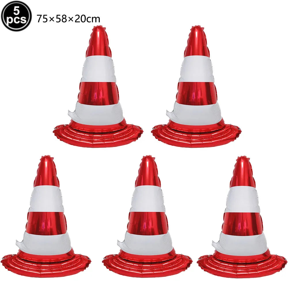 Traffic Cones and Racing Checkered Flags Black White Flags Kids Racing Theme Decorations for Race Car Birthday Party Supplies
