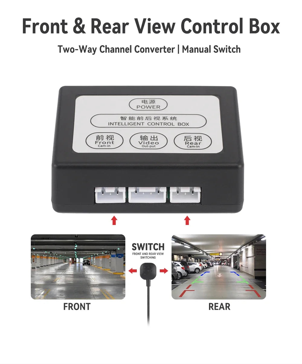 KTYDKP Car Parking Camera Video Channel Converter for Monitor Front And Rear View Two-Way Control Box With Manual Switch