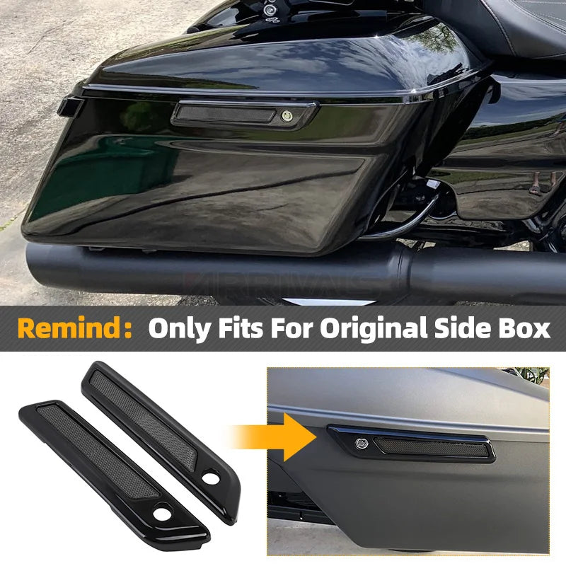 Motorcycle Black Hard Saddlebag Latch Cover Smoke Reflectors For Harley Touring Road King Road Glide Street Glide 2014-up