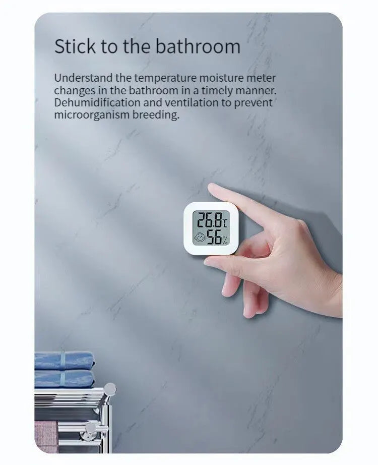 Humidity sensor, indoor thermometer, hygrometer, temperature and humidity monitor, with LCD display screen, displaying Celsius t