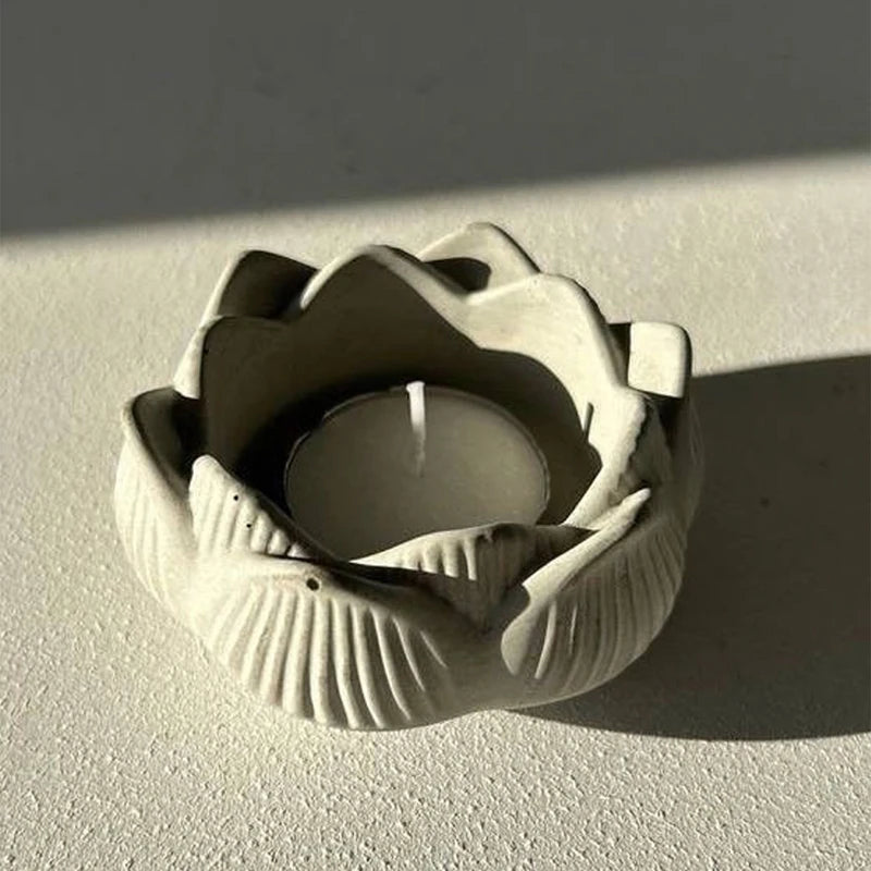 Lotus Shape Candle Holder Plaster Mold Lotus Candle Cup Vessel Cement Mold Terrazzo Silicone Mold Jesmonite