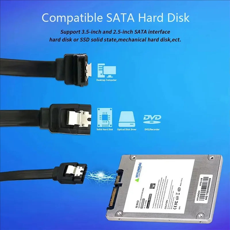 High speed SATA 3.0 hard drive data cable, solid-state, serial data cable, flexible SATA, fast transfer, 39cm