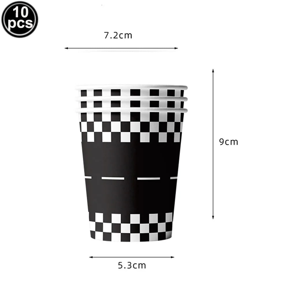 Traffic Cones and Racing Checkered Flags Black White Flags Kids Racing Theme Decorations for Race Car Birthday Party Supplies