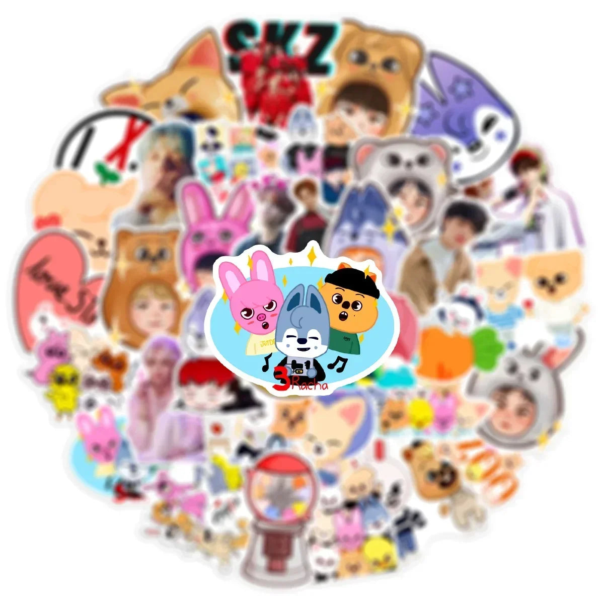 50Pcs Cute Skz Stickers Cartoon Kpop Skzoo DIY Stickers Scrapbooking Phone Luggage Skateboard Waterproof Decals