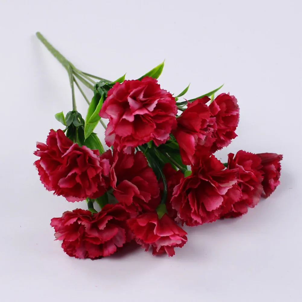 1 Bouquet Carnation,Outdoor UV Resistant No Fade Artificial Flower,Carnation Silk Forever Flowers For Home Party Wedding Decor
