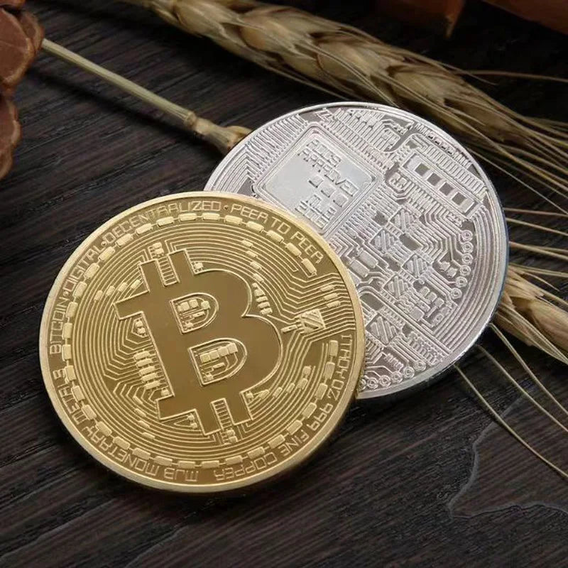 12PCS Bitcoin Coin Gold And Silver Metal 40MM Treasure Hunt Game For Adults Kids Play Money Commemorative Gifts Art Collections