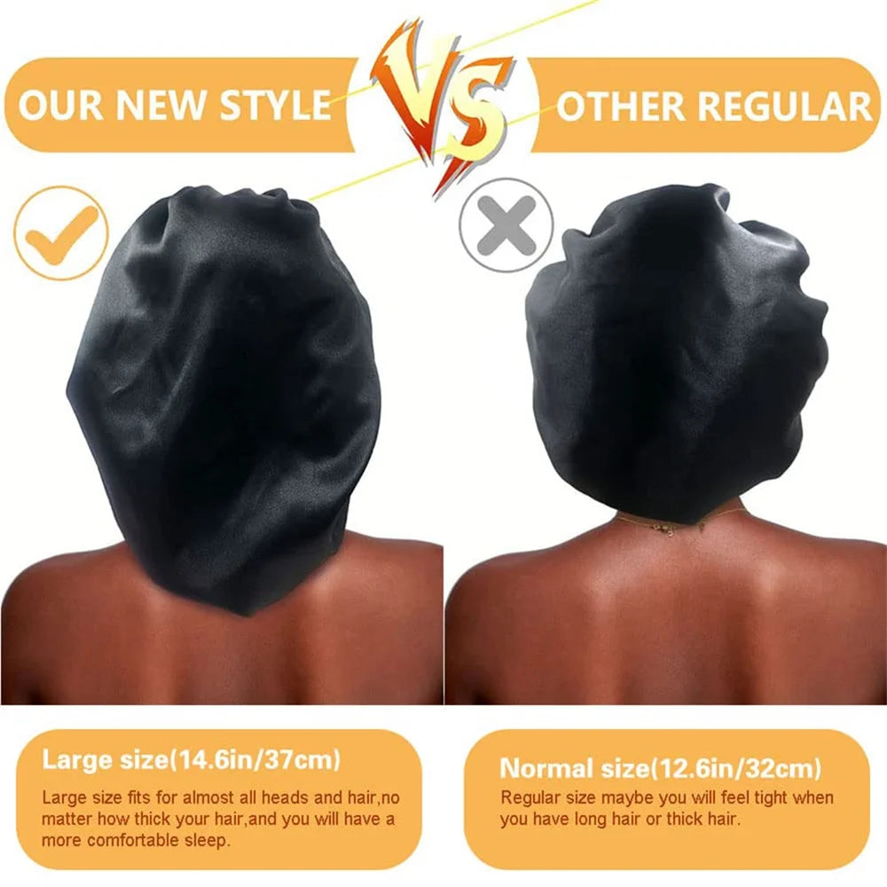 Bathing Cap Newly Satin Night Hair Cap Women's Solid Sleeping Hat Sleep Care Bonnet Nightcap For Women Unisex Cap Solid Color