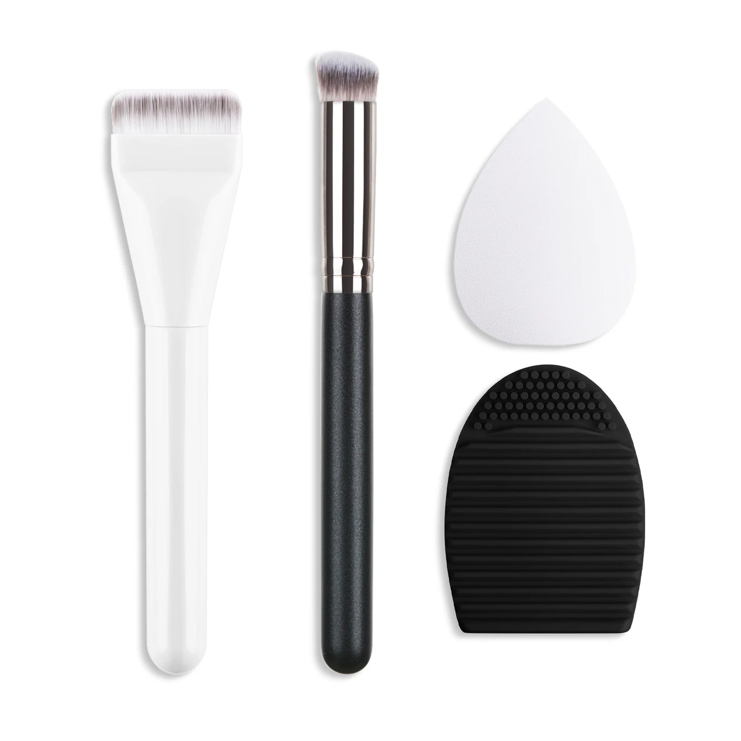 Ultra Thin Foundation Brush Makeup Mixing Palette with Spatula Flat Face Contour Brush Cosmetic Puff Blender Beauty Makeup Tools
