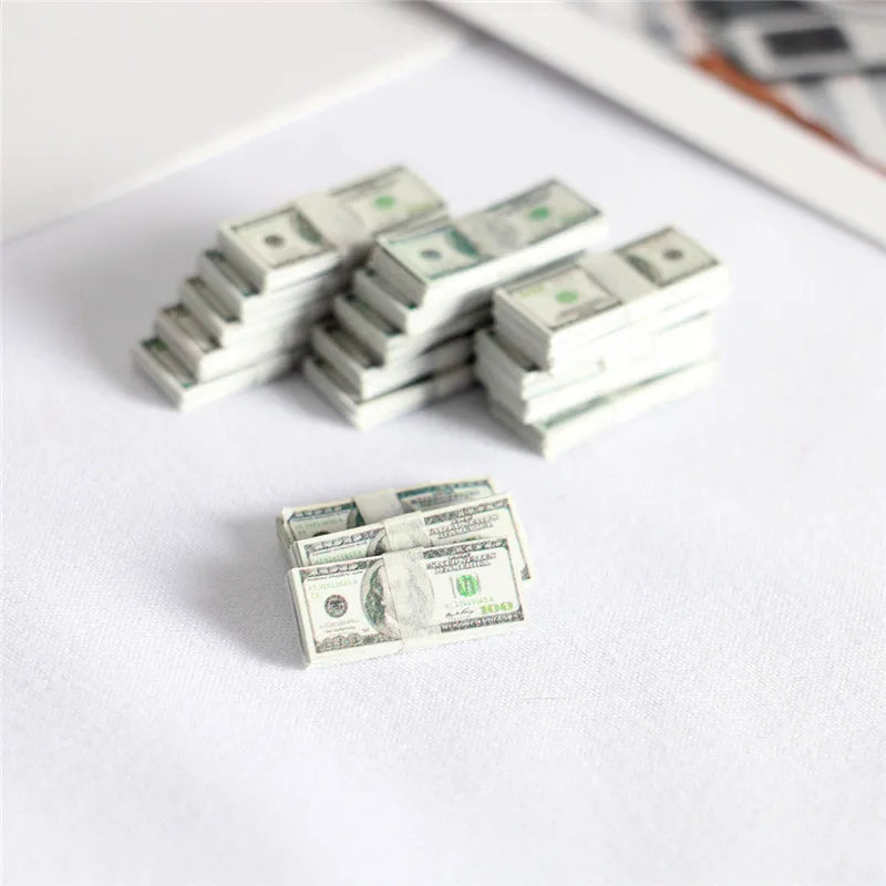 1:12 Dollar KRW Ticket Mini Fake Money Dollhouse Miniature Scene Model Banknotes Prop Dollar Bills Artificial Money Decoration