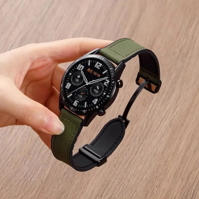 Leather Silicone Strap For Samsung Galaxy Watch 4 5 6 7 40mm/44mm Magnetic Band For Galaxy Watch 4/6 Classic 43 47mm 42 46mm