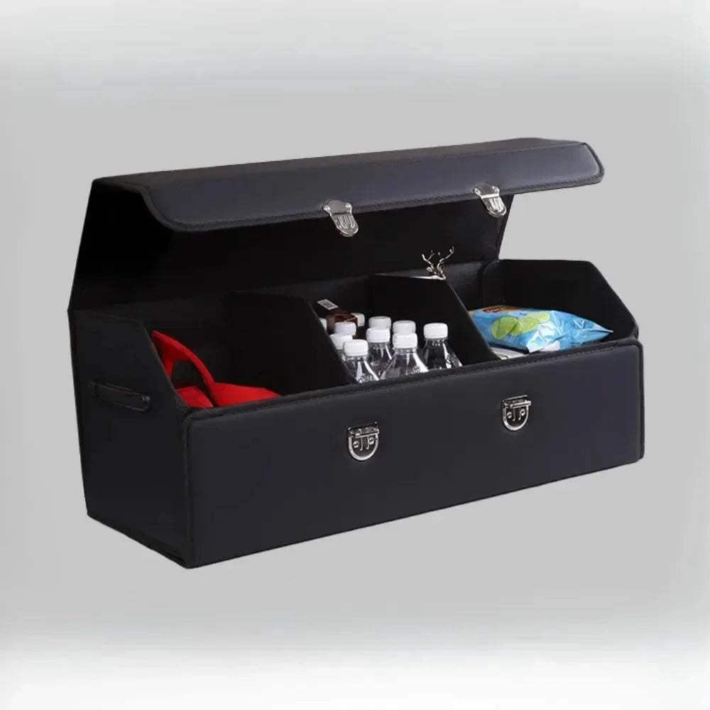 Car Trunk Storage Box Multipurpose Foldable Organizer with 3 Compartments  Extra Large Flexible Adjustment Car Seat Storage Bag