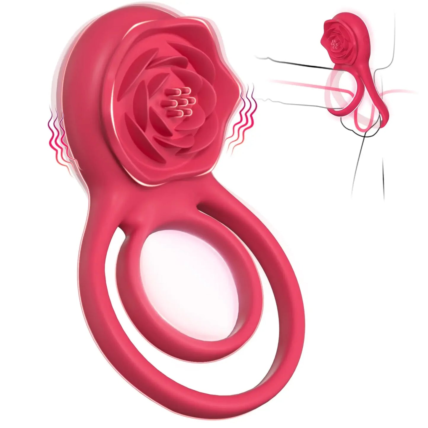 Rose Penis Cock Ring Vibrator Powerful Penis Sleeve Sucking Stimulator G-spot Female Nipple Clitoral Massager Sex Toy for Couple