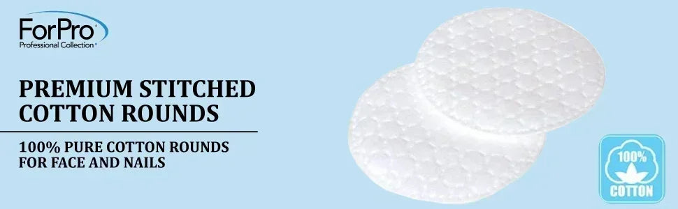 ForPro Premium Stitched Cotton Rounds, 100% Pure Cotton Pads for Removing Makeup, Nail Polish and Cleansing Face, 600-Count
