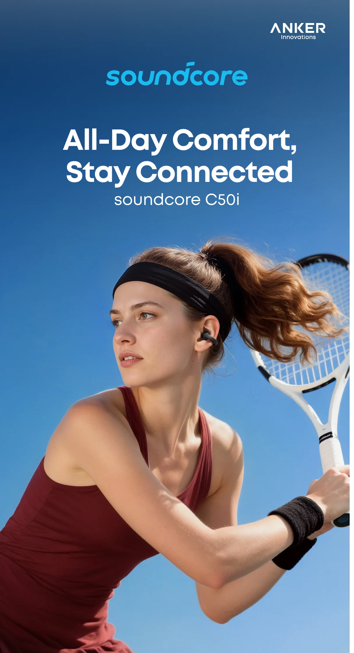 In Stock SoundCore C50i Comfortable Clip on Earbuds with Powerful Bass IP55 Bluetooth 6.0 Earphones AI-Enhanced Call Clarity