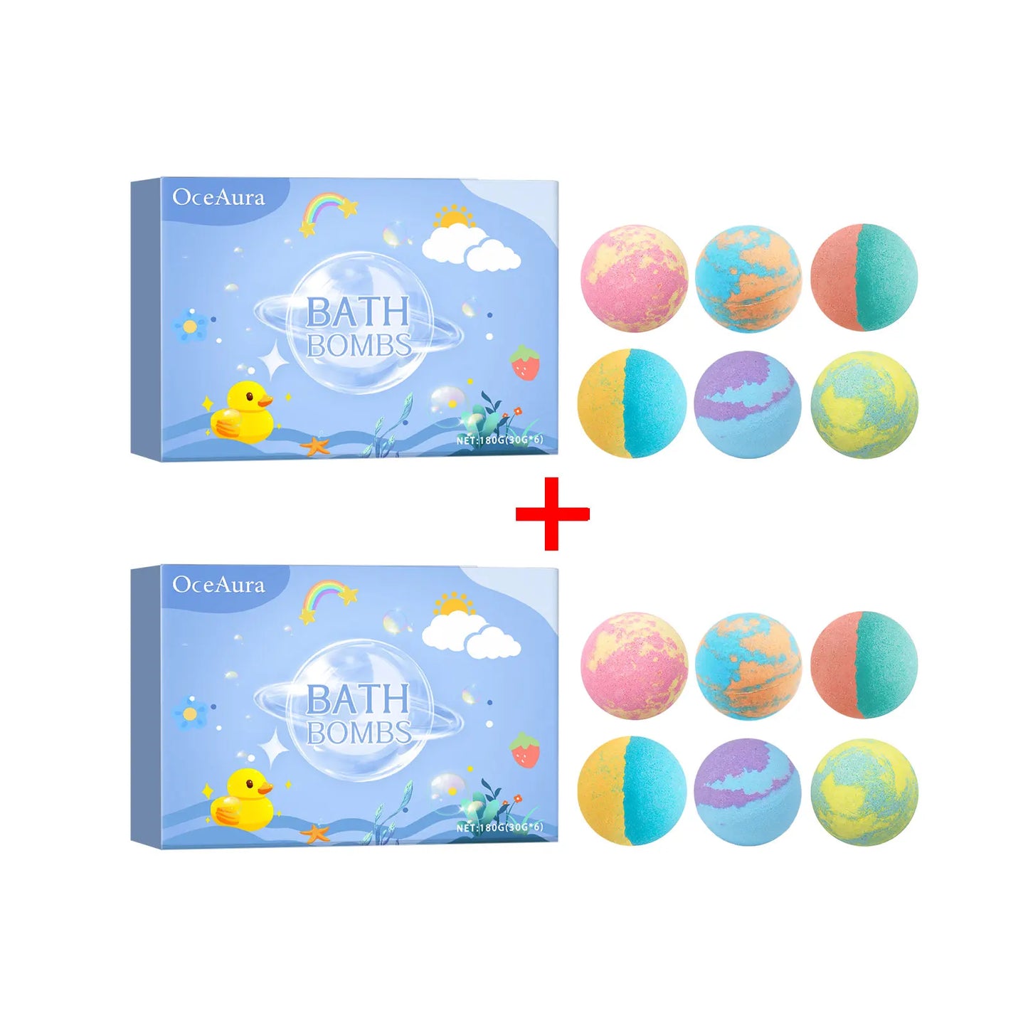 Ocaura Christmas Colorful Salt Bath Balls Rich Bubble Stress Relief Body Spa Essential Oil Deeply Moisturizing Gifts Bath Bombs