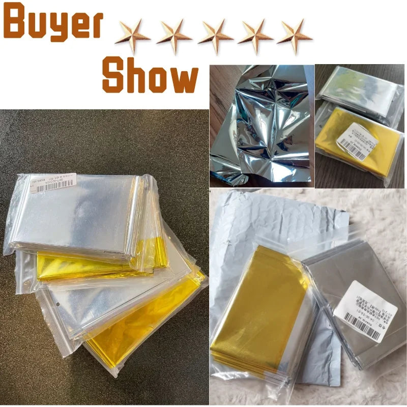 Emergency Thermal Poncho Blanket Lightweight Water-Resistant Windproof Sunshade Reusable First Aid Mat Pad Cover for Camping