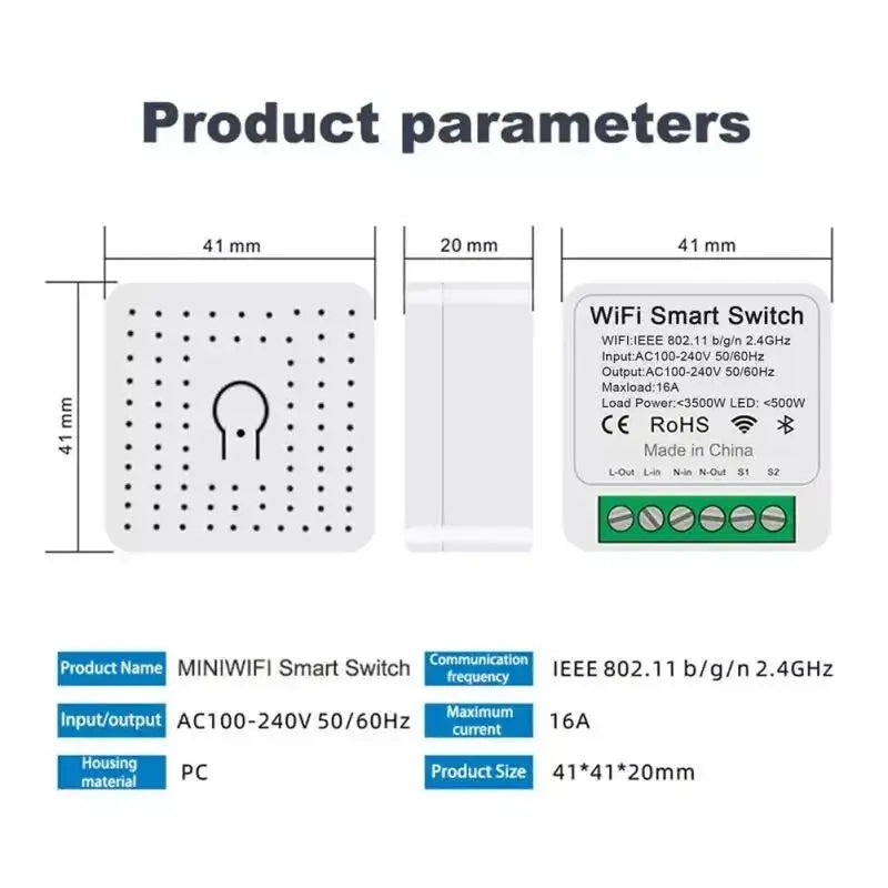 EWeLink WIFI Smart Switch DIY Module Wireless Voice Control 16A Mini DIY Light Breaker 2 Way Control Switch Alexa Google Home