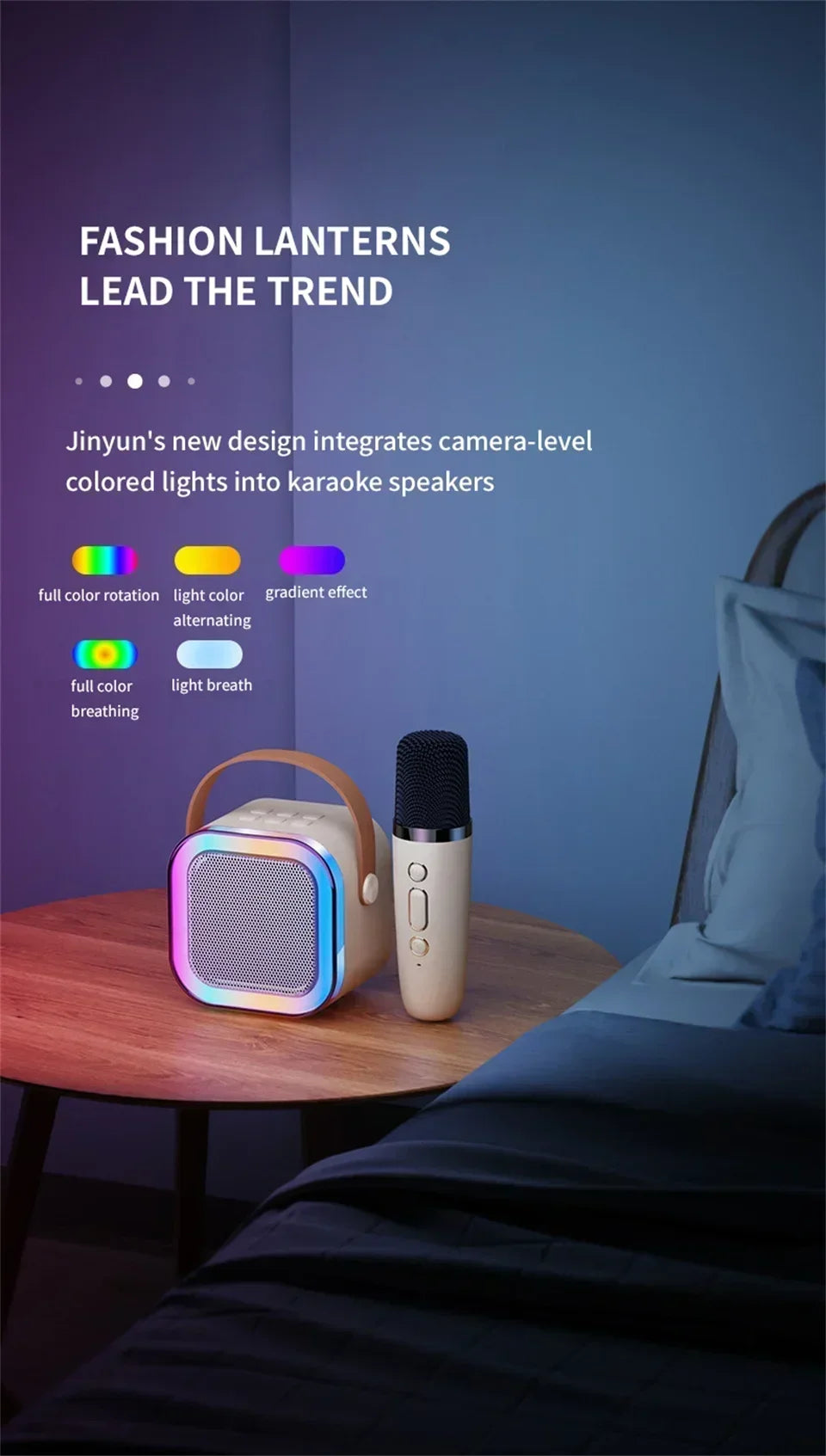 K12 Portable Bluetooth Karaoke Machine with 5.3 PA Speaker System 1-2 Wireless Microphones Home Family Singing Children's Gift