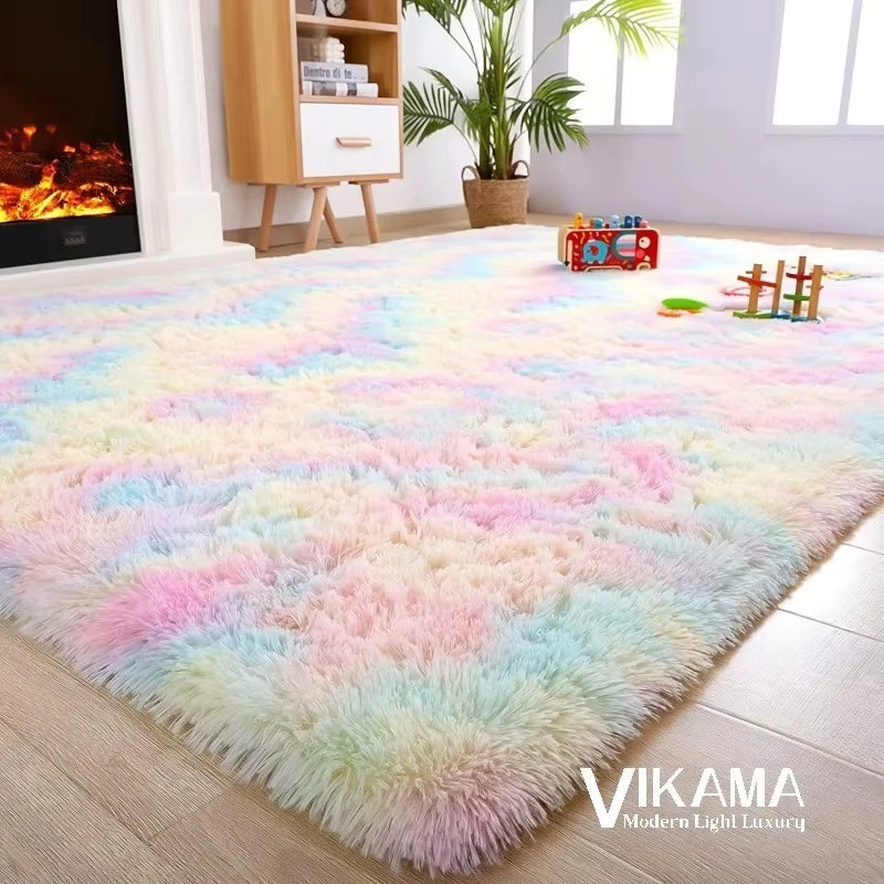 VIKAMA Girl Bedroom Bedside Light Luxury Carpet Living Room Warm Plush Children's Room Soft Easy Care Large Area Floor Mat