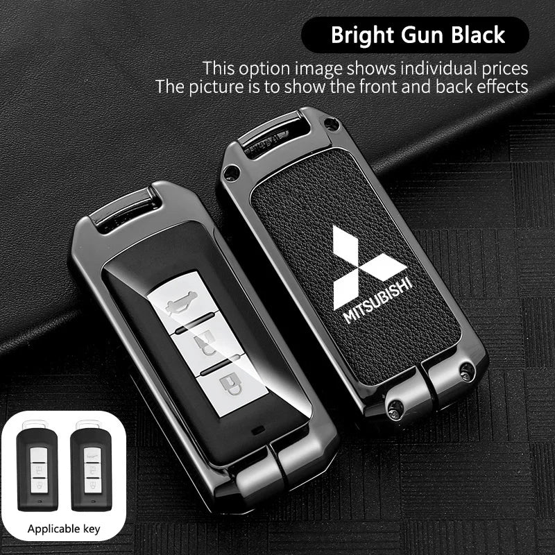 Leather Car Key Case Full Cover Protection Shell Bag For Mitsubishi Outlander Lancer 10 Pajero Sport ASX RVR L200 Eclipse Cross