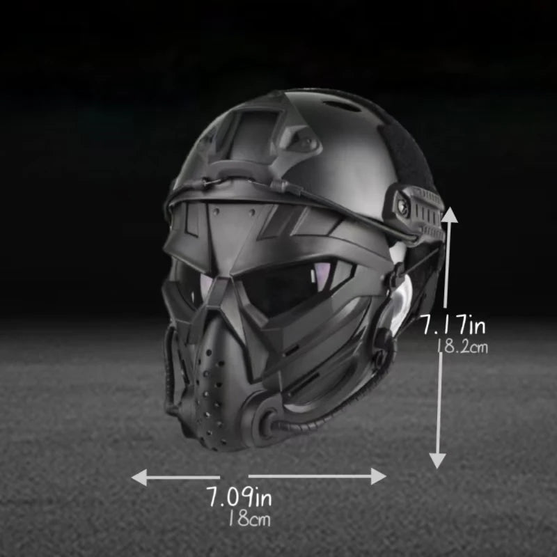 ZLang Tactical Airsoft Helmet With Full Face Mask For Hunting Cos Paintball Shooting Alien Mask and ABS Fast Helmet Protection