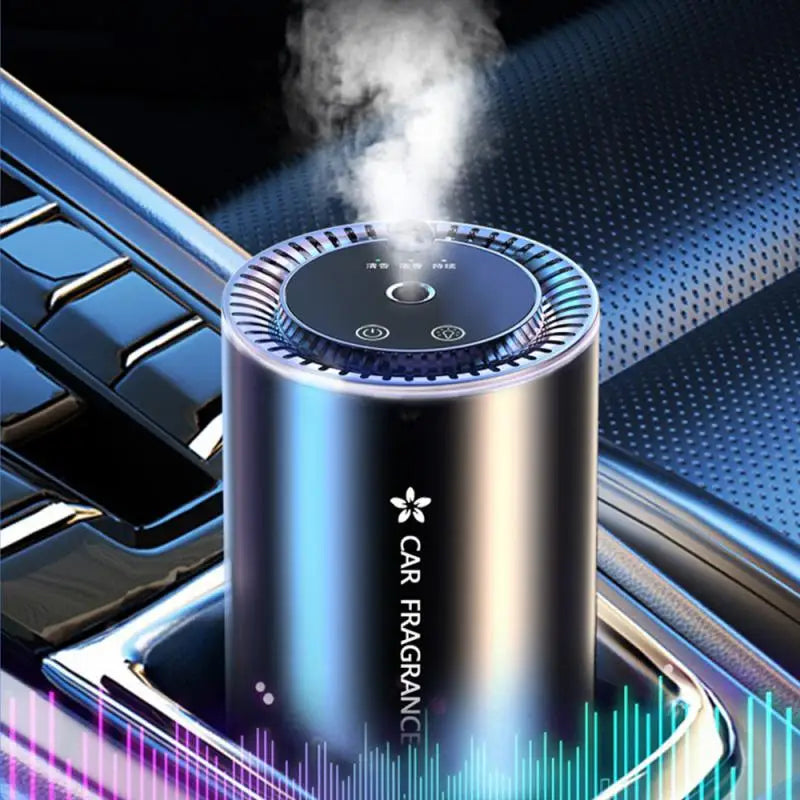 Car Air Freshener Essential Oil Fragrance Diffuser Smell Distributor USB Rechargeable Aromatherapy Scent Air Refresher LED Light