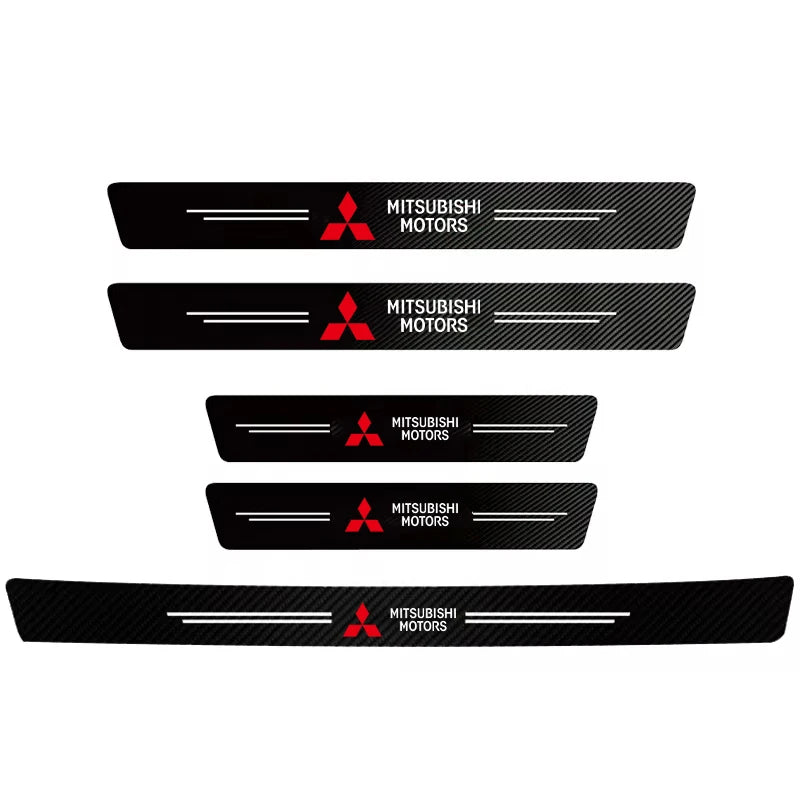 Car Threshold Strip Carbon Fiber Sticker Car Door Sill Protector Accessories For Mitsubishi ASX Lancer EVO Pajero Outlander L200