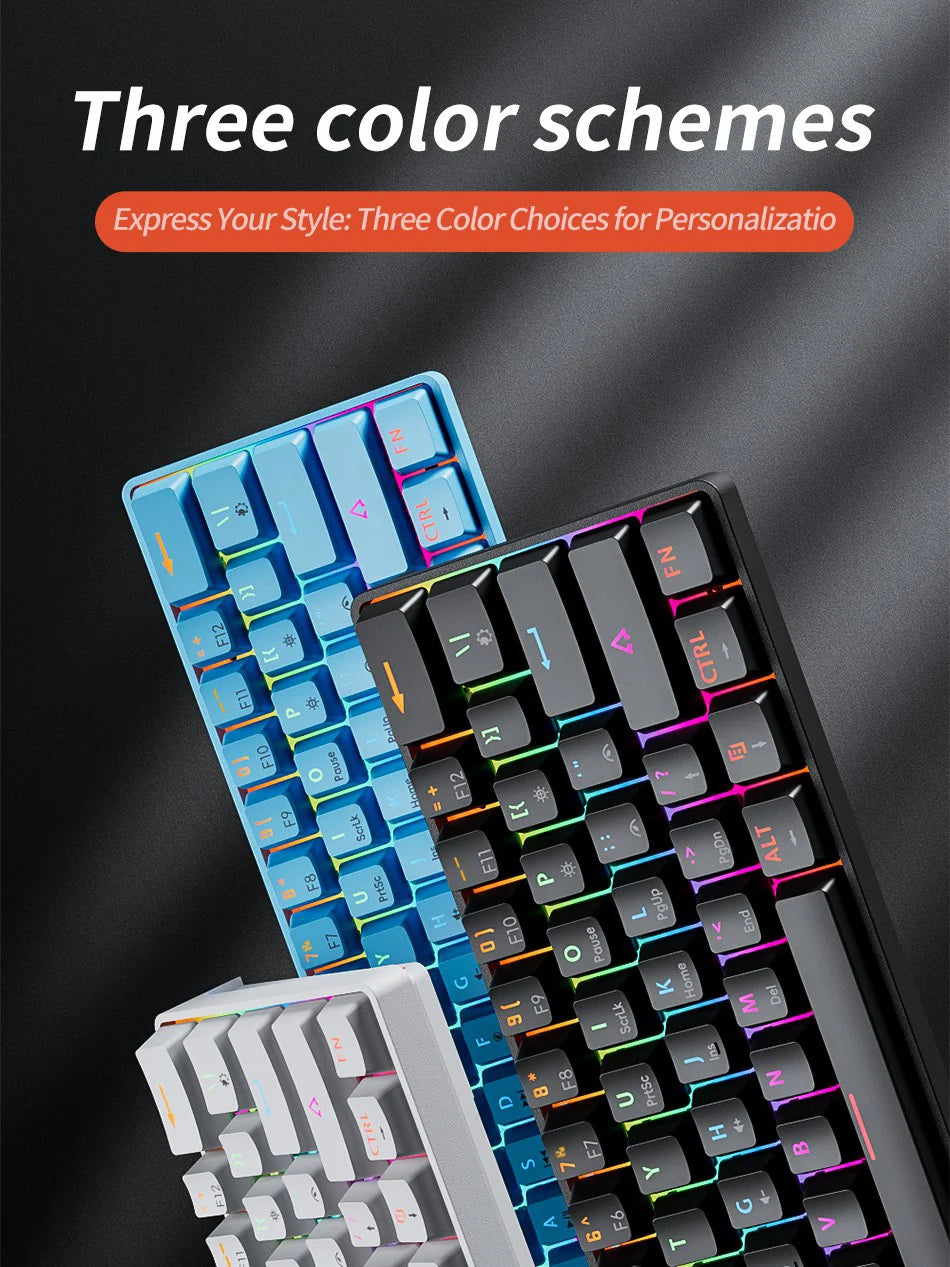 MUCAI 61USB Wired Mechanical Keyboard Red Axis 61 Keys Hot Swappable Interface RGB Lighting Compact Practical Design
