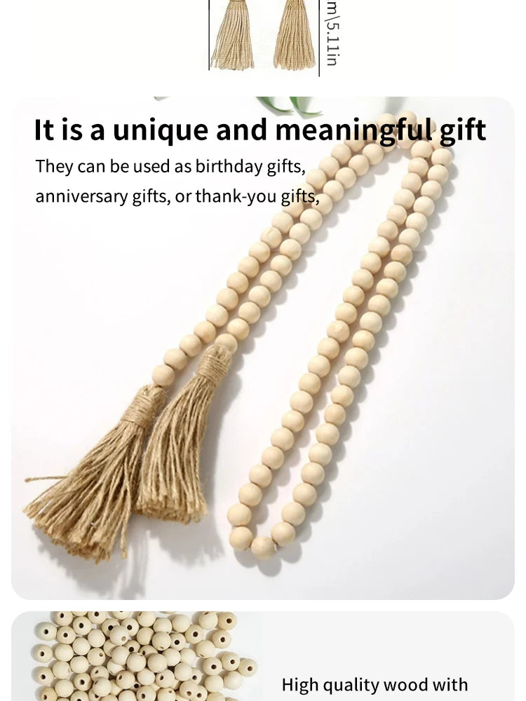 Decorative Bead Twine Tassel Strand, Log Colour Boho Decorative Wall Decor, Home Decor Craft Ornament, Gothic Style, for Prayer