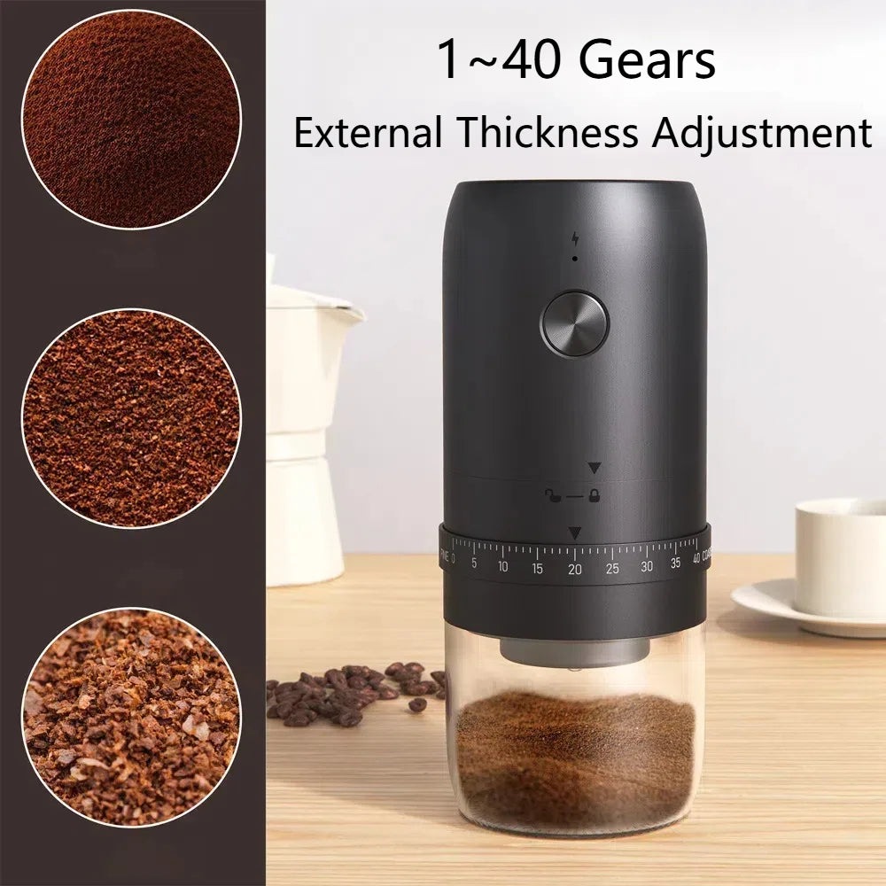Portable 1800mAh Electric Coffee Bean Grinder 40 Gears External Adjustable Home Rechargeable Grinders Household Coffee Machine