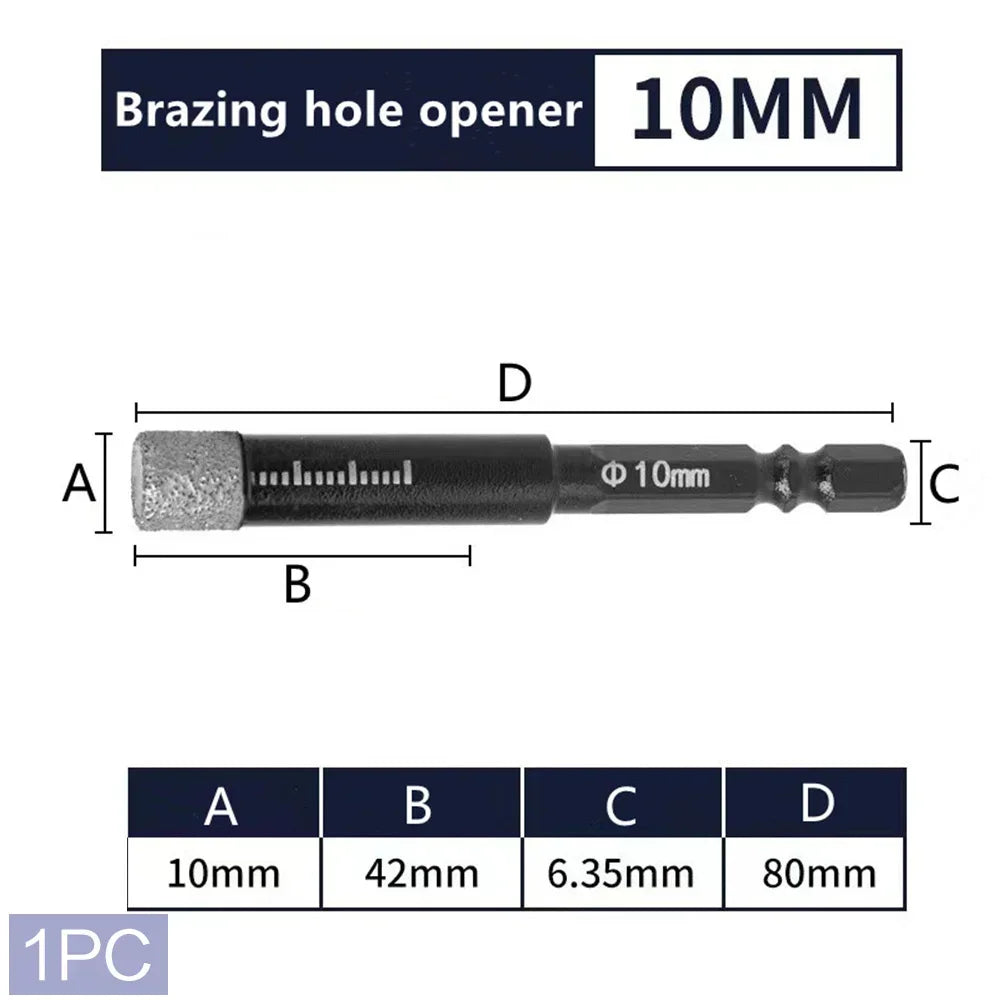 STONEGO 1PC Brazing Diamond Bit - Dry Drill for Tile, Marble, Granite, Cooled by Wax