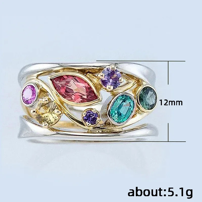 2024 Exquisite Hollow Out Multi-Color Zirzon Crystal Rings for Women Engagement Jewelry for Lady Accesorios Mujer