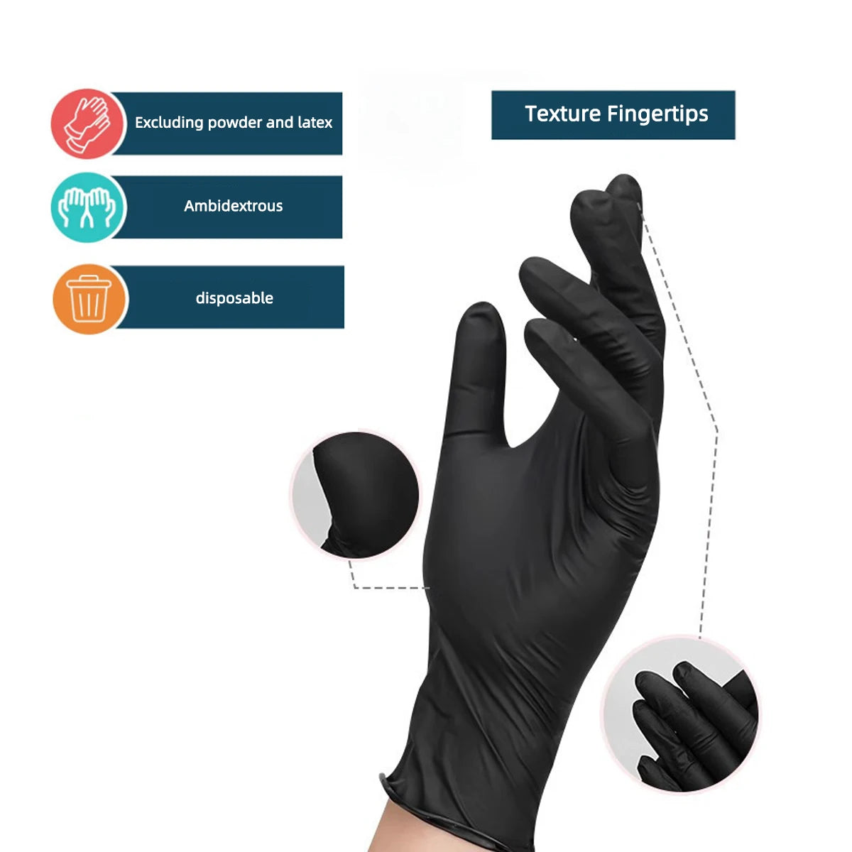 Disposable black gloves, multi-purpose, latex-free, sterile, medical, cooking, home use, easy, simple and clean