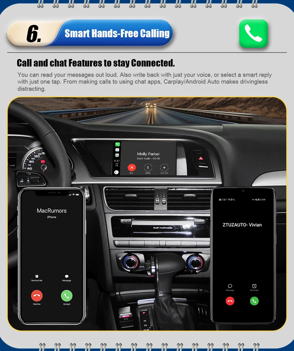 Wireless CarPlay Android Auto MMI Interface for Audi A4 B8 A5 Q5 2008-2016 with AirPlay Mirror Link Functions Reverse Camera