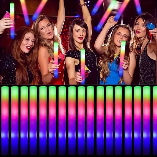 12pc Glow Sticks Giant Foam Glow Sticks Glow in The Dark Party Supplies for Wedding, Raves, Concert, Camping, New Year, Carnival