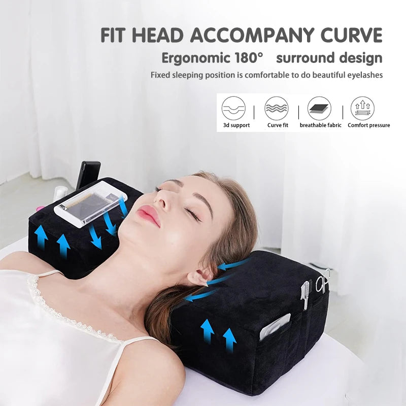 Lash Pillow Neck Support Eyelash Soft Pillow Grafting Eyelashes Memory Foam Eyelash Extension Pillow With Pocket
