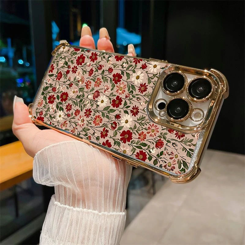 Luxury Plating Clear Flower Case For Realme 15 14 Pro Plus 15T 5G C53 C51 C55 C15 C20 C35 C33 C85 12 13 9 Pro Plus GT 7 Cover