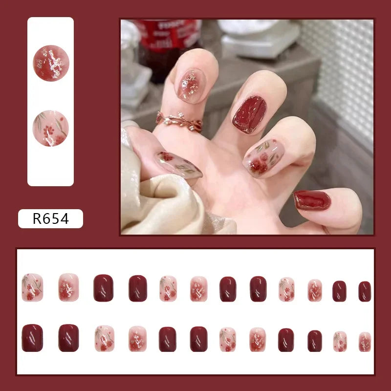Black Moon 24 Pcs Press on Nails Pink Gradient Fake Nails Glossy Artificial Finger Manicure Reusable False Nails for Women