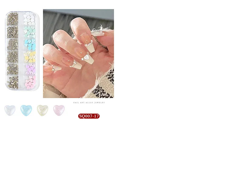 3D Nail Art Rhinestones Nail Decorations Gems Crystal Pearl Butterfly Half Beads Nail Art DIY Decoration Wholesale Mix Size