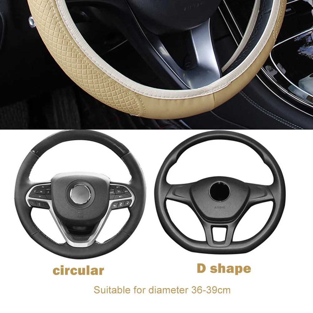 leather Steering Wheel Cover Car-styling for Ford Focus MK2 MK3 MK4 kuga Escape Fiesta Ecosport Mondeo Fusion