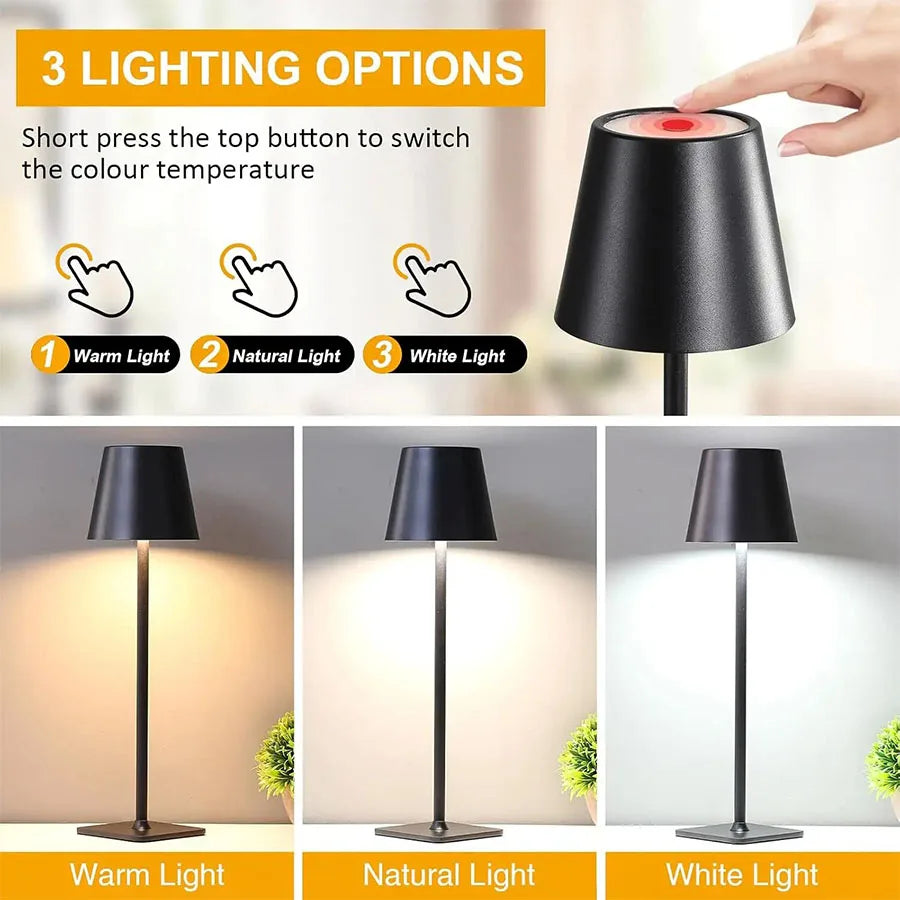 Touch Control 1800mAH high-capacity battery LED Desk Lamp - 3 Color Modes, Dimmable, USB Plug in, Eye-Caring Study/Bedside Light