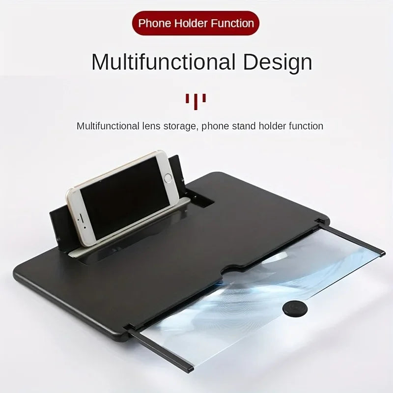 2025 Newest 12/10 inch HD Mobile Phone Screen Video Magnifier 3D Screen Amplifier For Phone Holder Enlarged Screen Phone Stand