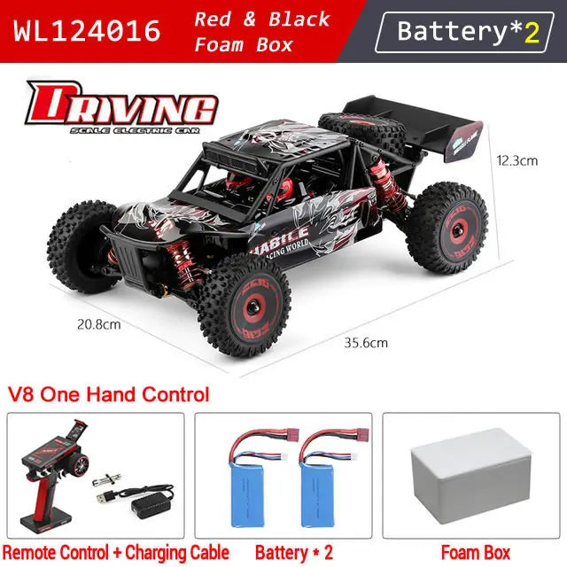 WLtoys 124016 V8 V2 1:12 4WD RC Racing Car High-Speed Brushless Motor Off-Road One Hand Remote Control Drift Climbing Kids Toys