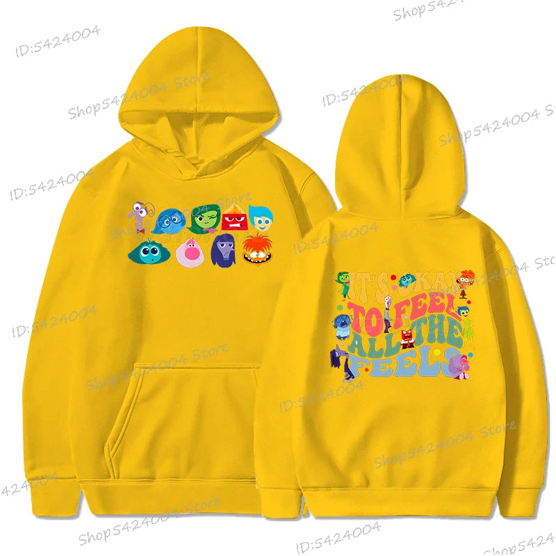 Anime Inside Out Vintage Print Hoodie It's Okay To Feel All The Feels Tracksuit Autumn Long Sleeve Disney Movie Women Men Hoody