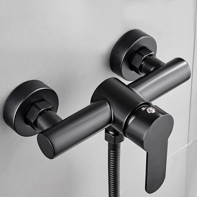 304 Stainless Steel Bathroom Shower Faucets Triple Bathtub Faucet Wall Mounted Hot and Cold Water Mixer Valve Nozzle Tap G1/2in