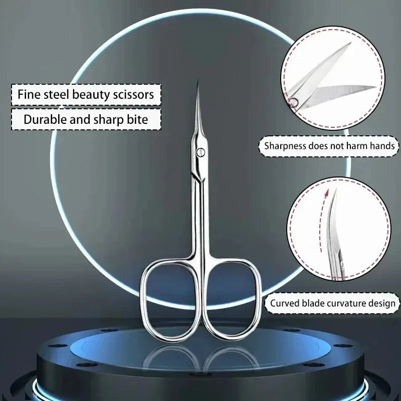 Precision Stainless Steel Cuticle Scissors - Thin Blade Nail Clippers for Manicure and Eyebrow Trimming - Dead Skin Remover