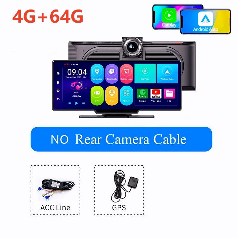 10.26 Inch WIFI Dash Cam Android 13  4+64G 8 Core  WiFi GPS Navigation Car DVR ADAS APP  FM BT Carpaly & Android Auto