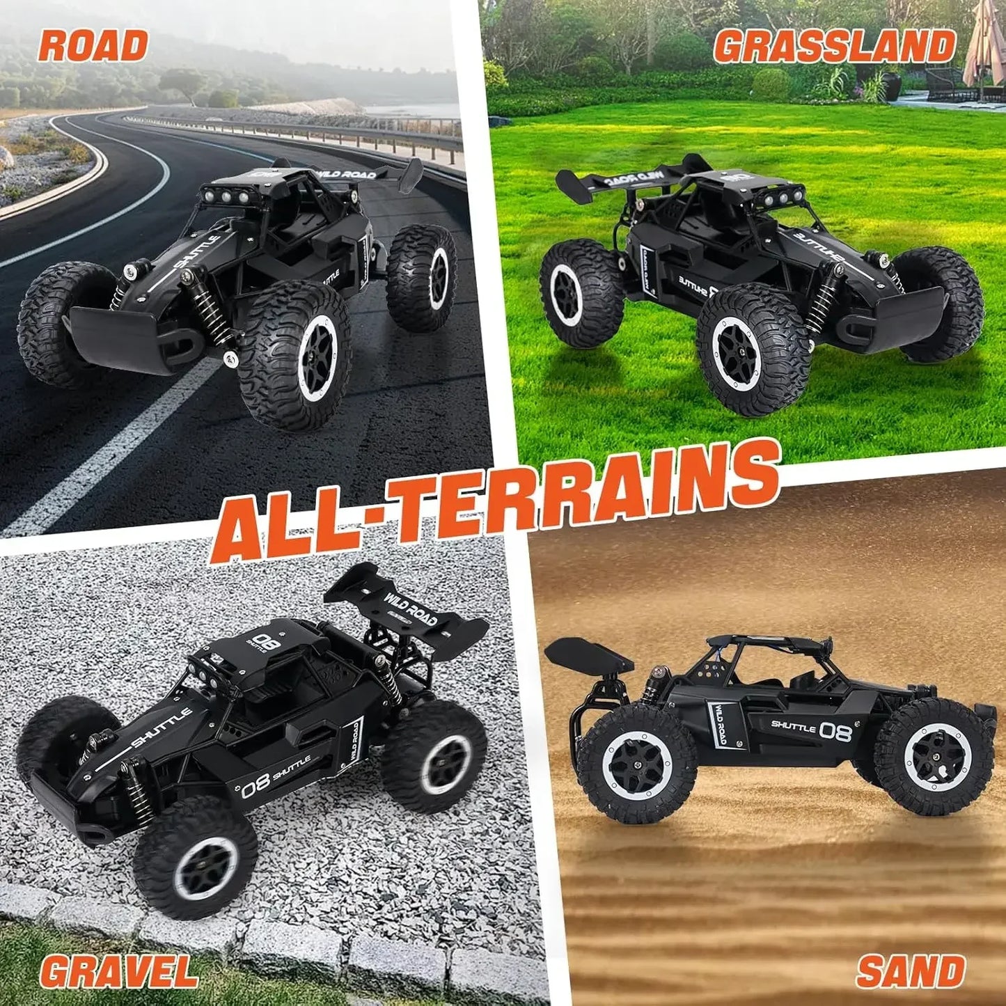 DK087 1:16 2WD Brushless High-Speed Off-Road Remote Control Drift Racing Car 20KM/H with LED Lighting 2x2 RC Truck Car Model Toy